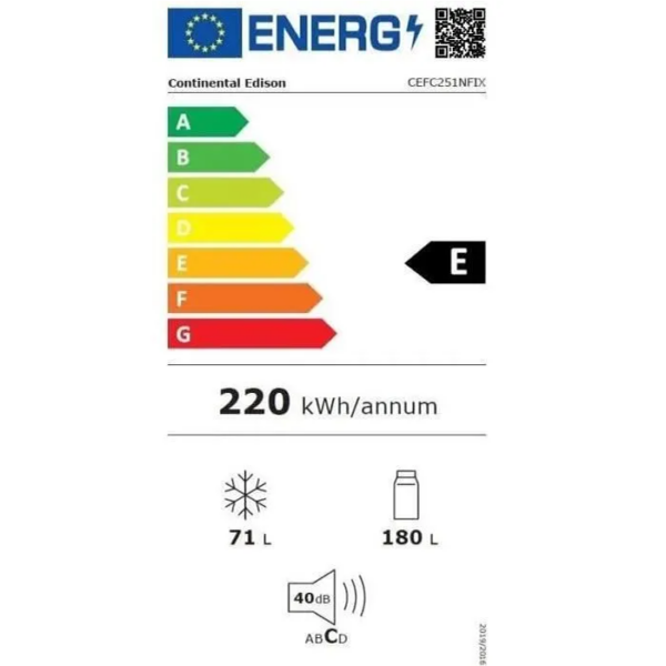 Réfrigérateur congélateur CONTINENTAL EDISON  CEFC251NFIX- 251L – Image 5